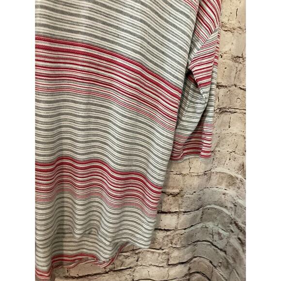 Christopher Banks Sunday Top Womens 1X Gray Red Striped Cowl Neck Stretch Plus - Picture 3 of 13